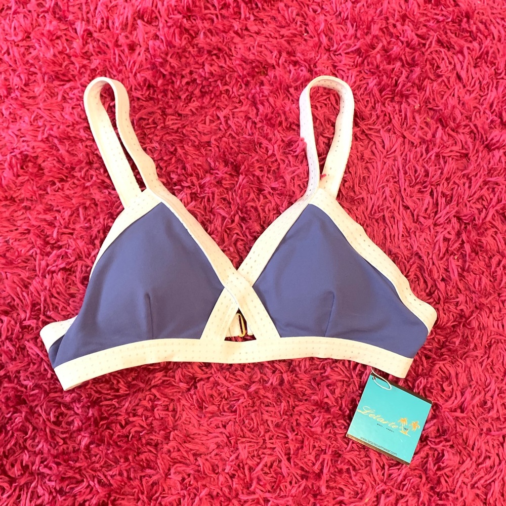 Letarte Purple and White Bikini Top